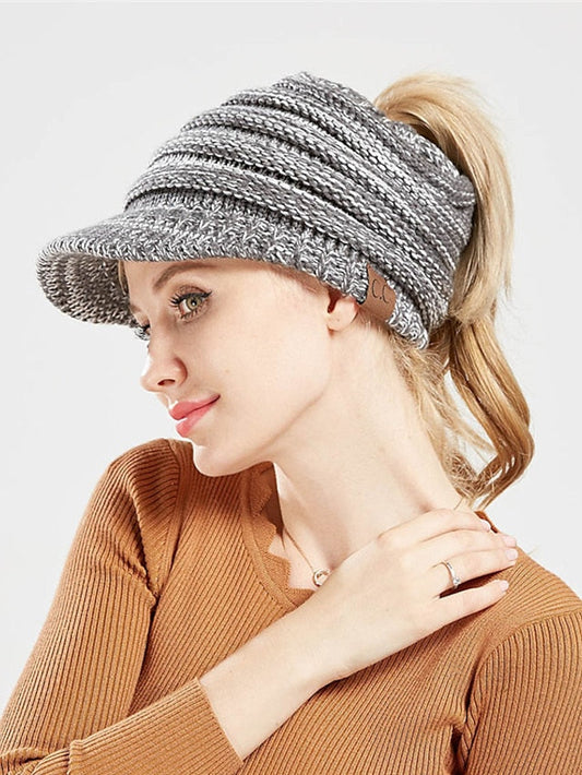 Hat Baseball Cap Black Army Green Light Gray Outdoor Street Dailywear Knitted Pure Color Windproof Comfort Warm for Women