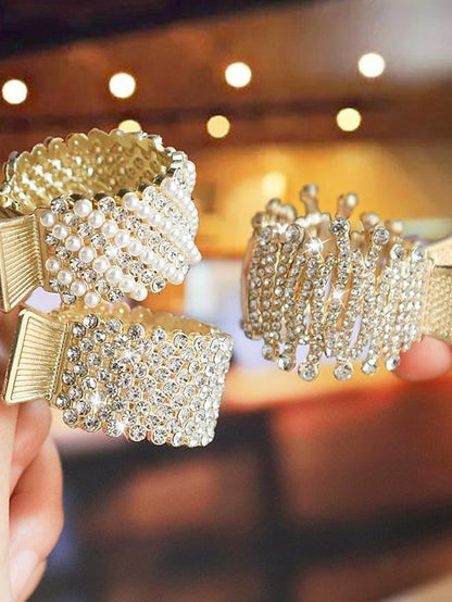 Hair Clip For Daily Classic Crystal Alloy Crown Rhinestone Grabber Pearl Rhinestone Grabber Crown Black Diamond Hair Clip for Women