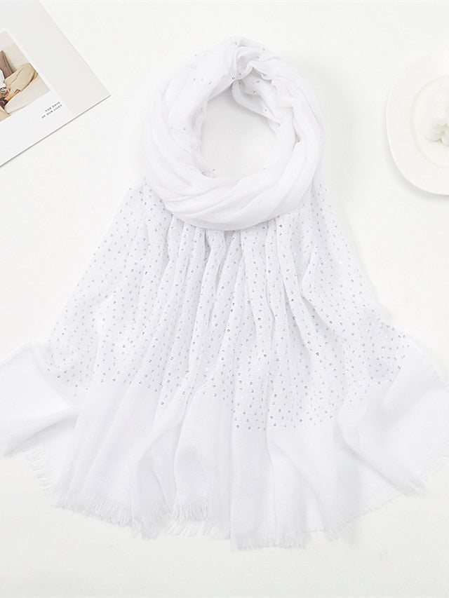 1 PC Sequins Cotton Viscose Muslim Hijab Scarves Women Long Shawls Solid Headscarf Head Wraps Islamic Turban Headband Foulard Bandana for Women