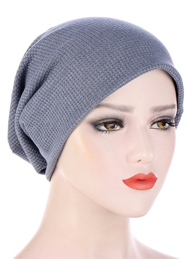 1PC New Women Simple Turban Hat Muslim Hijab Hair Protection Cap Ladies Hijab Solid Color Comfortable  Head Wrap Head Scarf for Women