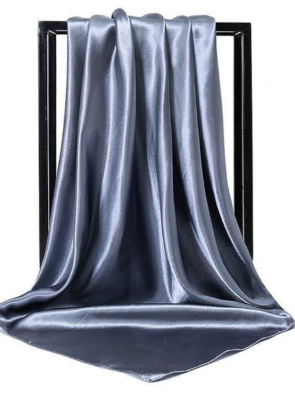 1pcs 90*90cm Solid Colors Neckerchief Hijab Scarf For Women Silk Satin Headband Hair Scarves Female Square Shawls Head Scarfs For Ladies for Women