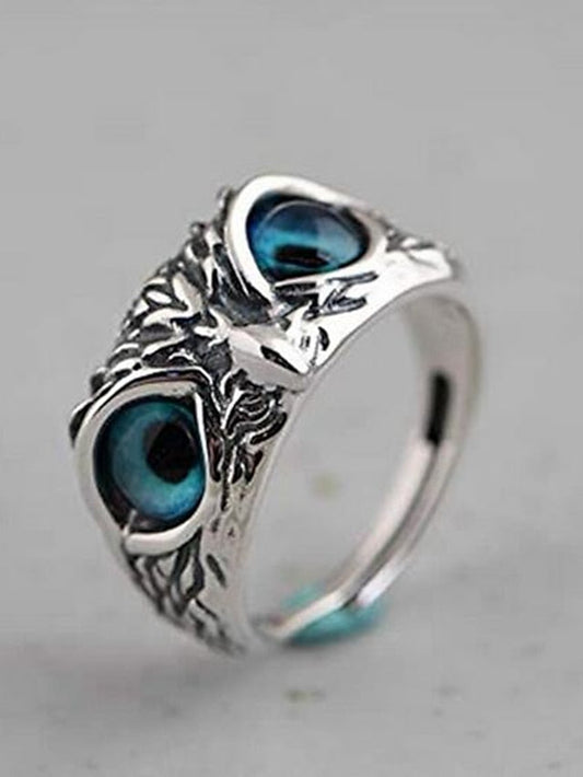 1PC Ring Adjustable Ring For Men's AAA Cubic Zirconia Blue Daily Holiday Alloy Classic Owl for Women