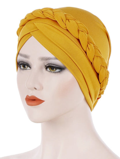 Muslim Women Inner Caps Braid Hijab Cap Comfort Fashion Turban Hat Colorful Cross Shape Chemo Hats Head Wearing Turbante for Women