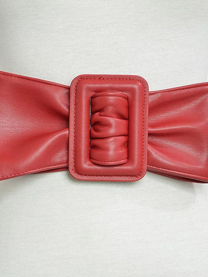 Wide Belt PU Leather Prong Buckle Geometric Formal Classic Work Daily Coffee color Black Blue Red for Women