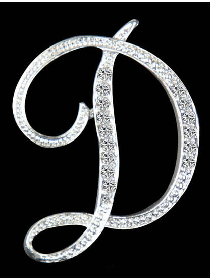 letter brooch pins initial rhinestone brooch for women crafts silvery m for Women