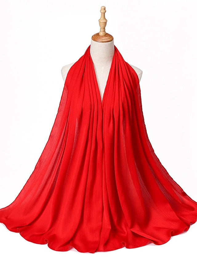 Muslim Scarf Crinkled Shawl Women Abaya Solid Hijab Ramadan Hijabs For Woman Abayas Dress Turban Instant Scarf for Women