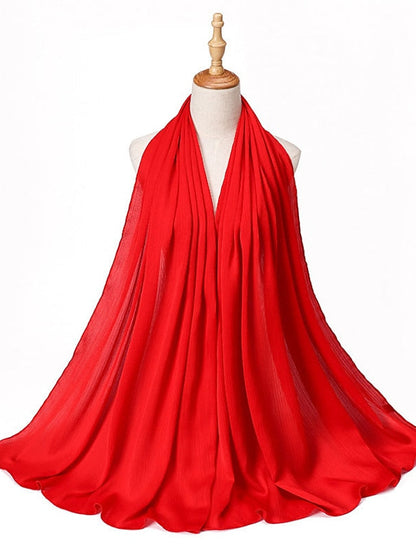 Muslim Scarf Crinkled Shawl Women Abaya Solid Hijab Ramadan Hijabs For Woman Abayas Dress Turban Instant Scarf for Women