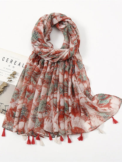 Rectangle Scarf Dailywear Holiday Outdoor Yellow Scarf Floral for Women