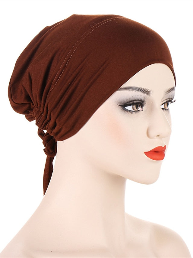 Soft Double Layer Satin Jersey Inner Hijab Cap Muslim Underscarf Bonnet Female Headband Caps Islam Ramadan Bandage Hat for Women
