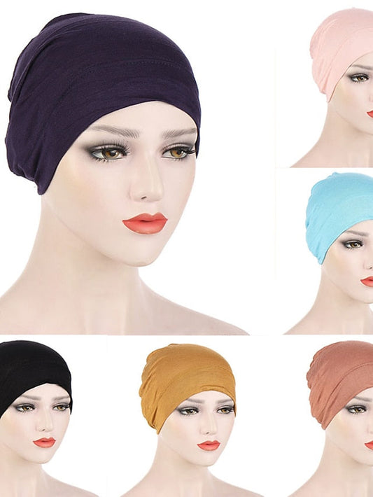 Fashion Multi Color Muslim Underscarf Women Soft Hijab Solid Scarf Turbans Head For Women Caps Islamic Hat for Women