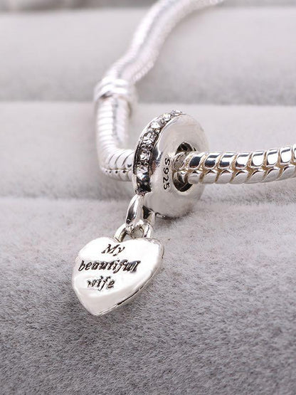 You Are In My Heart Engraved Dangle Charm Silver for Women
