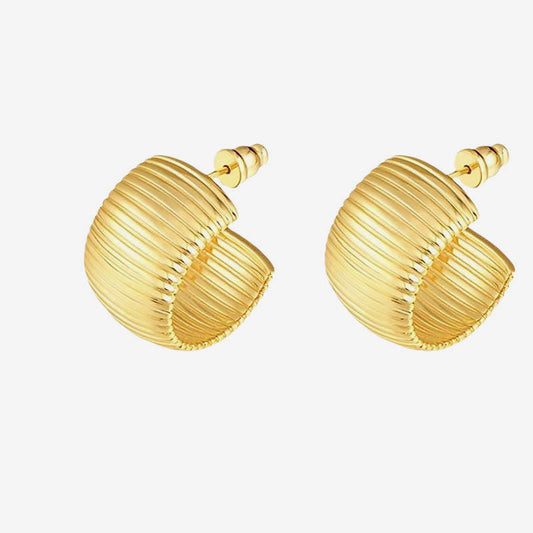 YOU STYLE IT Wide Metallic Ribbed Textured Hoop Earrings