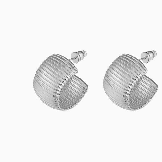 YOU STYLE IT Wide Metallic Ribbed Textured Hoop Earrings