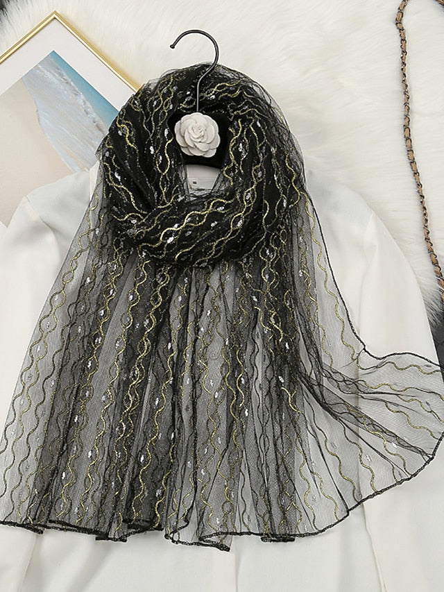 Satin Scarves Daily Holiday Waves Chiffon Bohemia Sunscreen Outdoor Wedding 1 PC for Women
