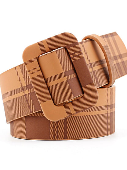 Unisex PU Buckle Belt PU Leather Sliding Buckle Plain Casual Classic Party Daily Black Brown Yellow Beige for Women