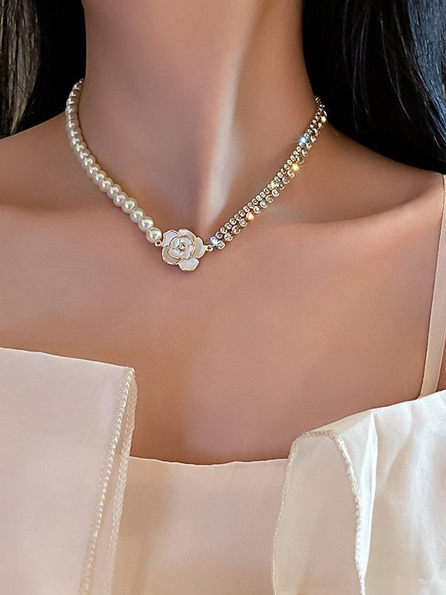 1PC Necklace For Pearl Necklace for Women 18k Gold Filled Dainty Freshwater Pearl Necklace Handmade Simple Pearl Necklaces Everyday Jewelry Gifts for Women