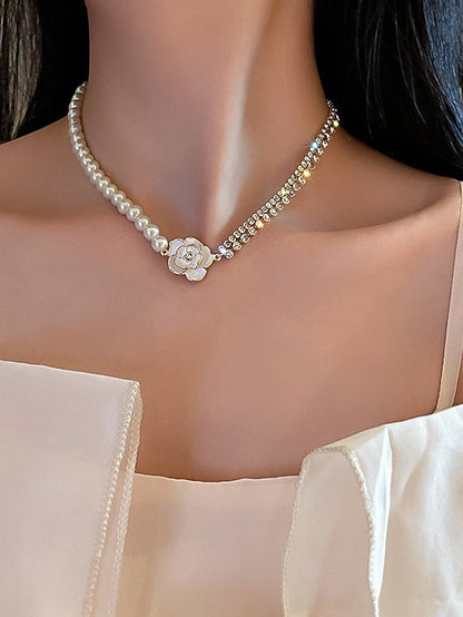 1PC Necklace For Pearl Necklace for Women 18k Gold Filled Dainty Freshwater Pearl Necklace Handmade Simple Pearl Necklaces Everyday Jewelry Gifts for Women