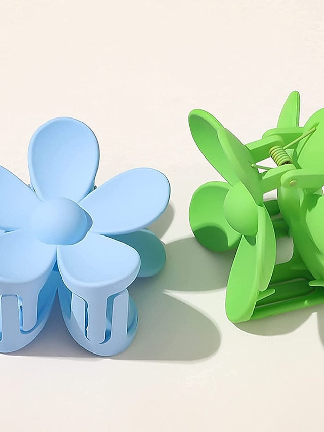 1pc Hair Claws Hair Clip For Street Daily Holiday Flower Handmade Plastic Green Blue Orange for Women