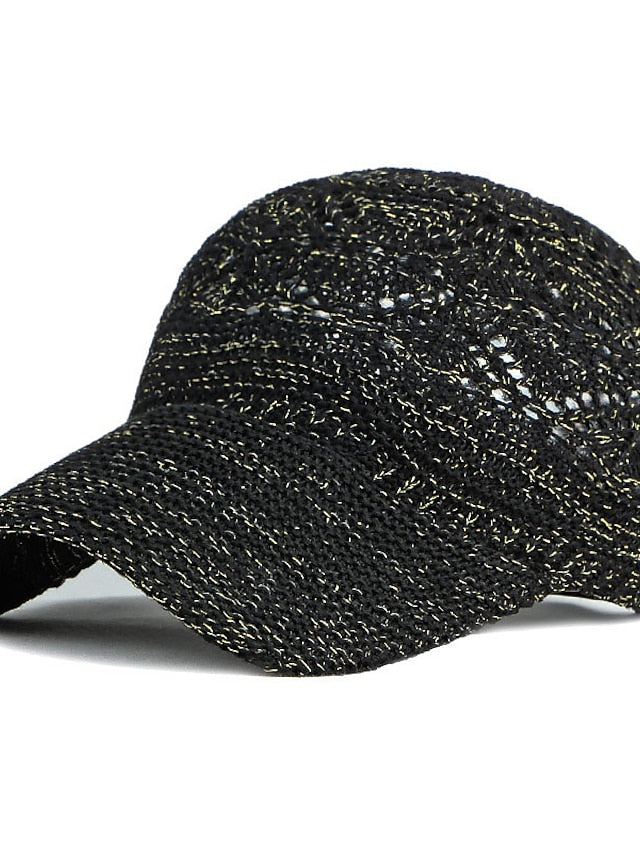 Glossy Ladies Knitting Sun Hat Summer Outdoor Hollow Mesh Breathable Sunshade Hats New Fashion All-Match Lady Baseball Hat for Women