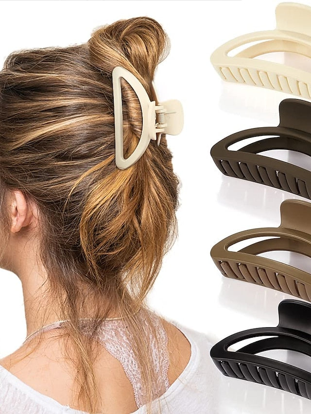 4 PCS French Matte/Shinny Hair Claw Blue Triangle Plastic Hair Claw Clip Nonslip Outdoor Hair Jaw Clips for Women and Girls for Women