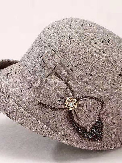 Hat Party Hat Light Gray Dark Gray Red Wedding Party Daily Bow Plaid Portable Windproof Comfort for Women