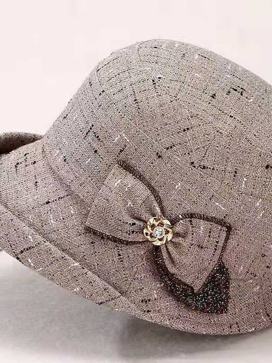 Hat Party Hat Light Gray Dark Gray Red Wedding Party Daily Bow Plaid Portable Windproof Comfort for Women