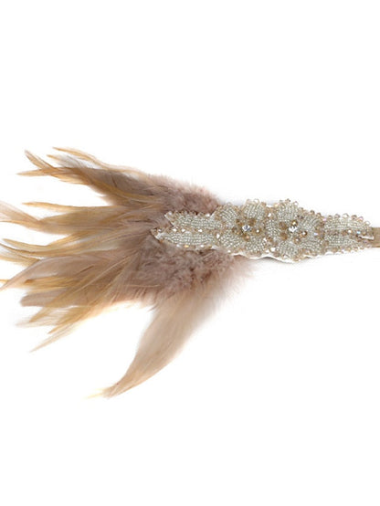 Hair Tie Textured Party Feather Headwear / Imitation Diamond / Wedding / Party Evening / Gold / Black for Women
