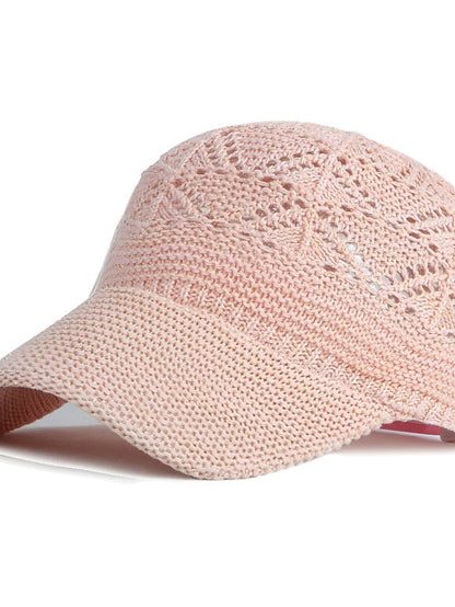 Glossy Ladies Knitting Sun Hat Summer Outdoor Hollow Mesh Breathable Sunshade Hats New Fashion All-Match Lady Baseball Hat for Women