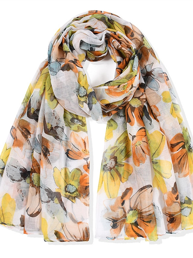 180*90cm Flower Voile Scarf Long Shawl Bandana Women Elegant Print Scarf Scarves Fashion Dress Up for Women