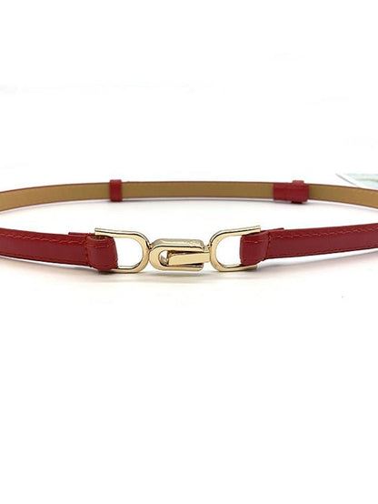 belt female pair buckle adjustable thin belt decoration simple waist mirror belt female pu imitation leather free punch girdle for Women