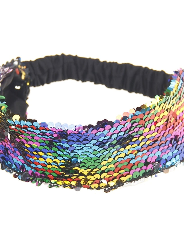 1PC Hairpins Hair Band For Outdoor Daily Sequins Fabric Black White Blue for Women