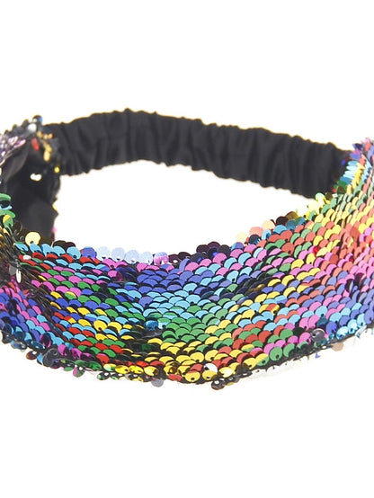 1PC Hairpins Hair Band For Outdoor Daily Sequins Fabric Black White Blue for Women