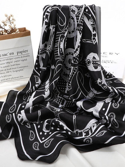 Square Silk Scarf Women Satin Print Hijab Scarves Muslim Bandana Female Shawl Wrap Headband Foulard 70*70cm for Women