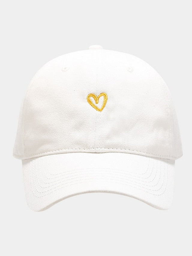 Cotton Baseball Caps Unisex Casual Sunhat Heart Embroidery Man Women Summer Hat Outsport Daily Duck Tongue Cap Couple Sun Visor for Women