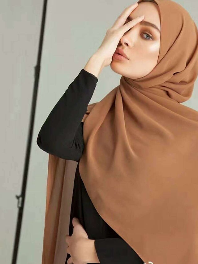 Muslim Hijab Turban Home Party / Evening Daily Solid / Plain Color Polyester Lace Casual Casual / Daily 1 pcs for Women