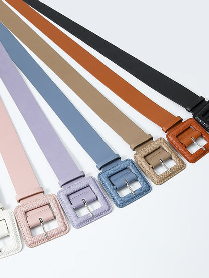 Unisex PU Buckle Belt PU Leather Prong Buckle Plain Classic Casual Party Work Violet Black White Pink for Women