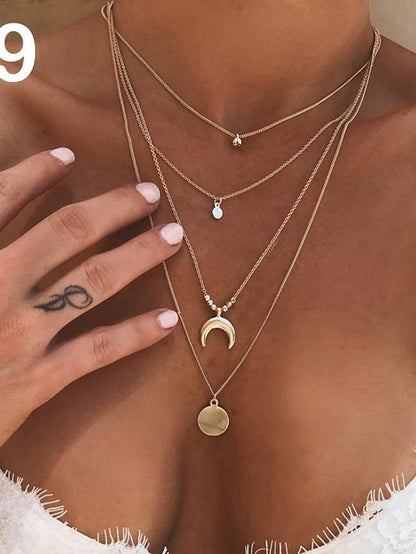 Choker Necklace Charm Necklace Layered Star Ladies Punk Lolita Bohemian Fashion Rhinestone Alloy Gold Layer Necklace 1 Layer Necklace 2 Layer Necklace 3 Layer Necklace 4 40 cm Necklace Jewelry for Women