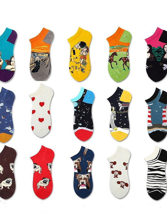 Anckle Socks Low Cut Socks Outdoor Office Work Animal Patterned Spandex Nylon Cotton Basic Casual Classic 1 Pair for Women