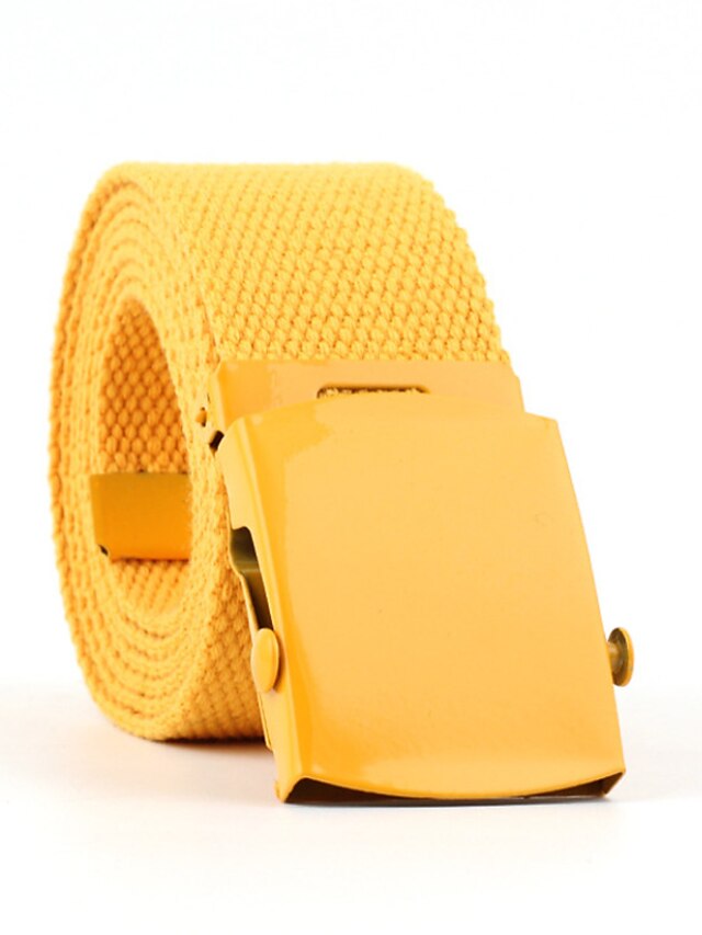 Unisex Web Belt Canvas Sliding Buckle Plain Casual Classic Party Daily Violet Green White Black for Women