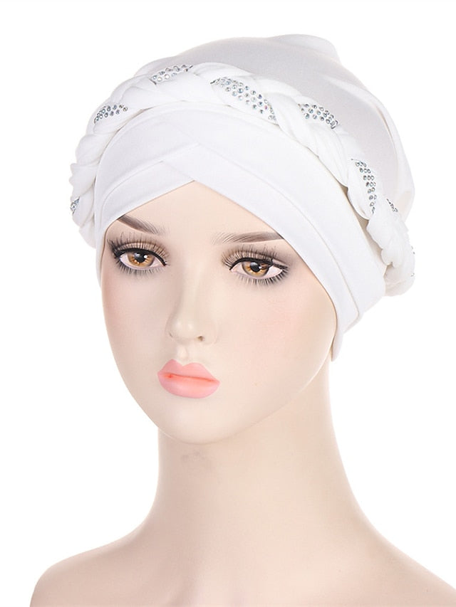Comfortable Turban Cap for Women Soft Stretch Braid Muslim Hats Female Inner Hijab Caps Indian Bonnet Wrap Head Scarf for Women