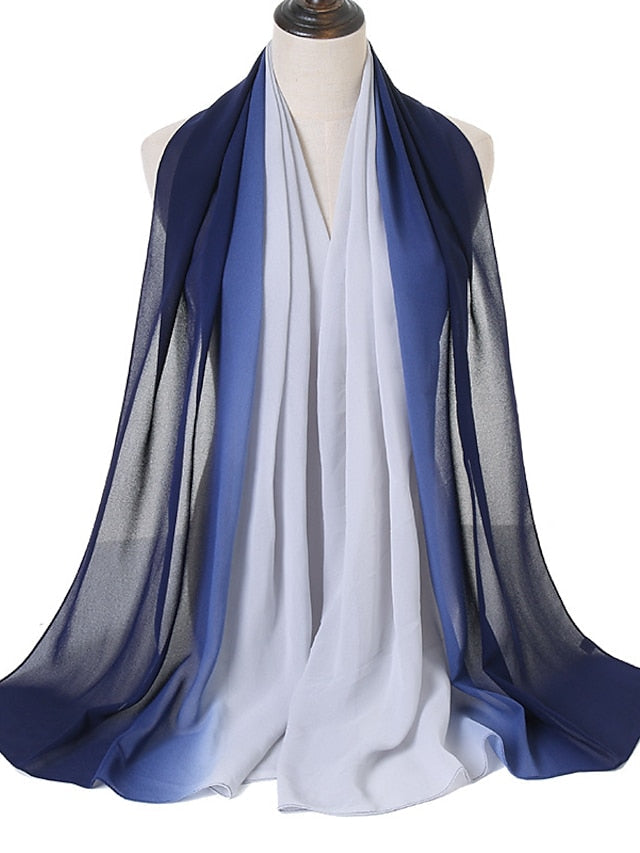 Fashion Gradient Bubble Chiffon Instant Hijab Women High Quality Cover-Up Shawl Wrap Neck Stole Muslim Caps 180*70Cm for Women