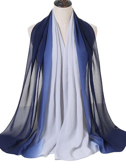Fashion Gradient Bubble Chiffon Instant Hijab Women High Quality Cover-Up Shawl Wrap Neck Stole Muslim Caps 180*70Cm for Women