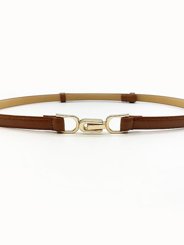 belt female pair buckle adjustable thin belt decoration simple waist mirror belt female pu imitation leather free punch girdle for Women