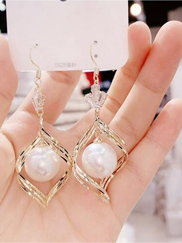 1 Pair Drop Earrings For AAA Cubic Zirconia Street Date Alloy Pear Cut Fashion for Women