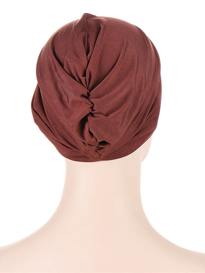 Bohemian Hijab Caps Women Stretchy Hijab Scarf Solid Colors Muslim Hijab Headscarf Turban Hat Muslim Scarf Crinkle Hijab New for Women