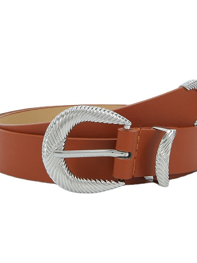 Unisex PU Buckle Belt PU Leather Prong Buckle D-ring Classic Casual Party Work Black White Pink Brown for Women