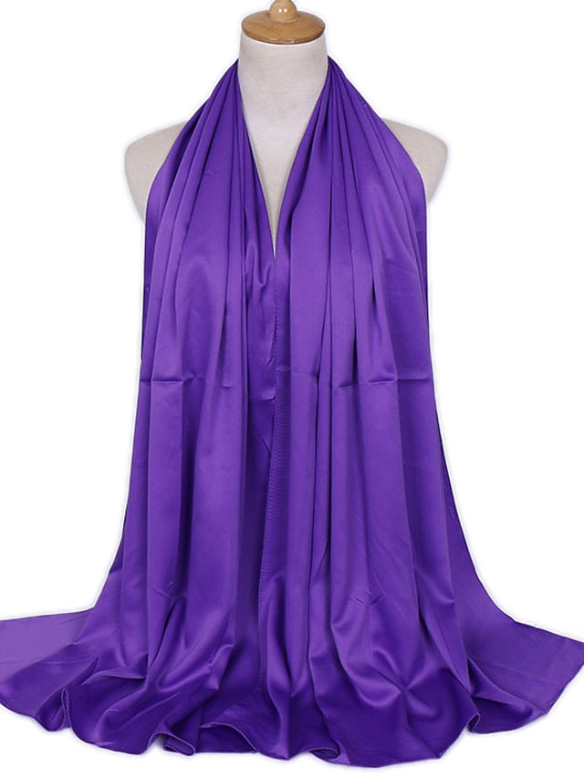 1pcs Women Silk Headscarf Hijab Scarf Long Muslim Shawl Turban Bandana Satin Scarves Head Wraps for Women