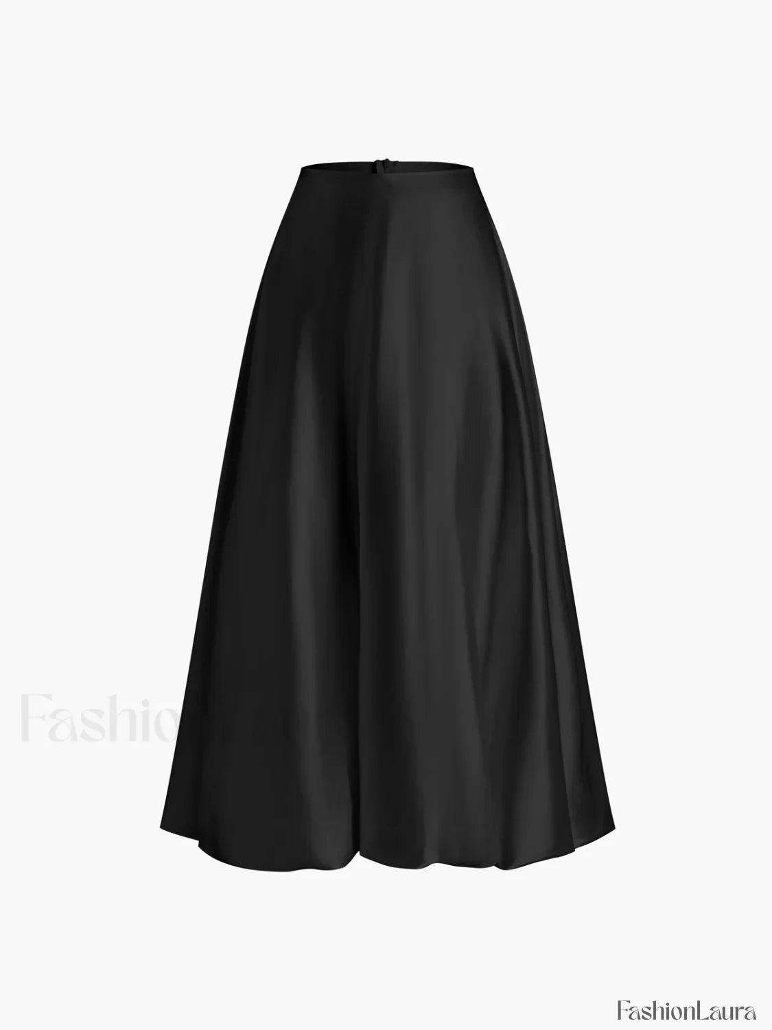 Zippered Satin Graceful A-Line Midi Skirt