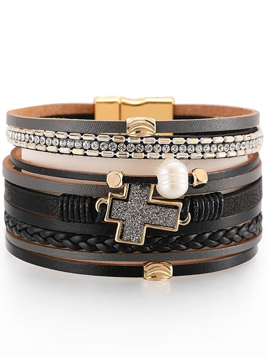 Loom Bracelet Plaited Wrap Cross Weave Bohemian Leather Bracelet Jewelry 1# / 2# / 3# For Beach for Women
