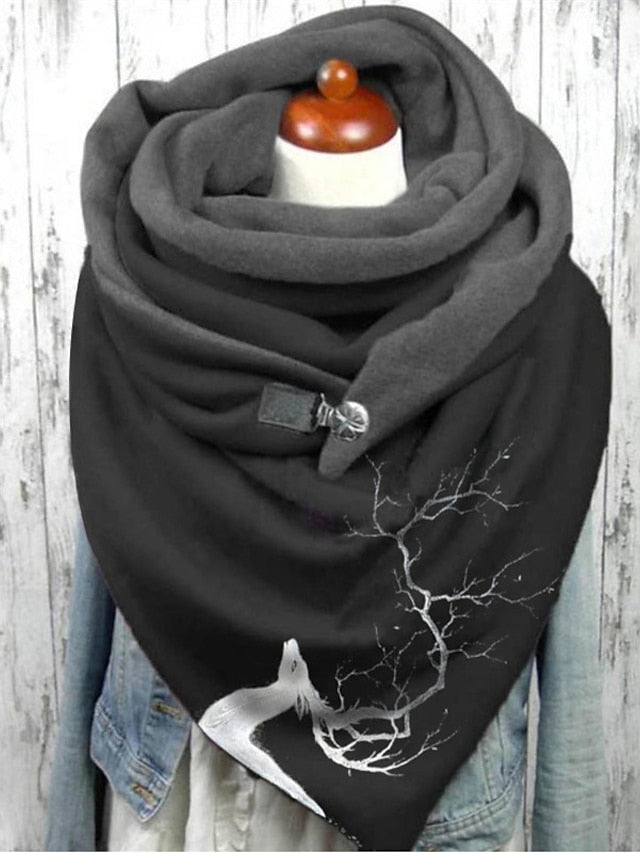 Shawls & Wraps Christmas Street Dailywear Black White Pink Scarf Santa Claus Elk for Women